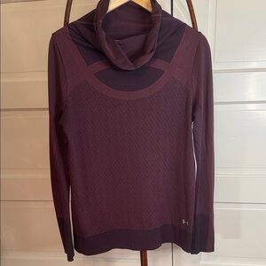 Under Armour Wine Cowl Neck Performance Top | Textured Knit | Athletic Pullover
